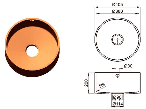 Малая круглая мойка из искусственного камня Circle 380