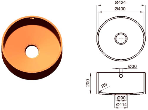 Средняя круглая мойка из искусственного камня Circle 400