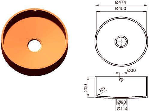 Большая круглая мойка из искусственного камня Circle 450