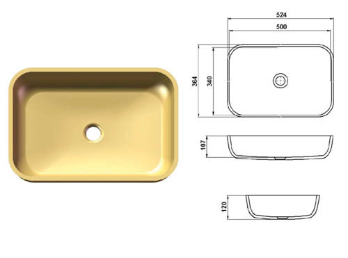 Дизайнерская прямоугольная раковина в ванную из искусственного камня Minilake