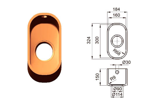 Малая дополнительная мойка (фруктовница) из искусственного камня Classic 300 C-V Малая дополнительная мойка (фруктовница) из искусственного камня Classic 300 C-V