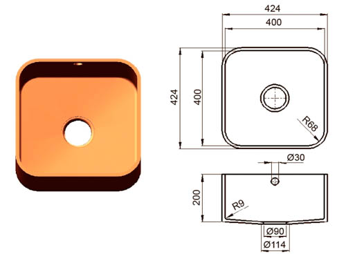 Квадратная мойка из искусственного камня Сlassic 400 Квадратная мойка из искусственного камня Сlassic 400