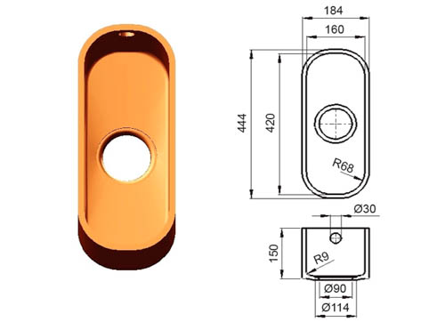 Большая дополнительная мойка (фруктовница) из искусственного камня Classic 420 C-V Большая дополнительная мойка (фруктовница) из искусственного камня Classic 420 C-V