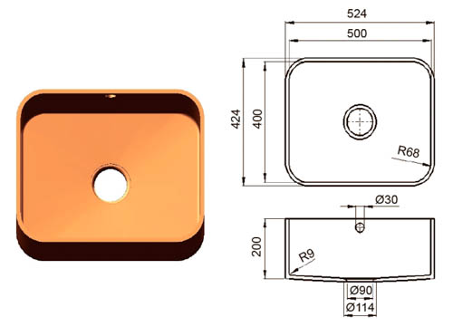 Большая прямоугольная мойка из искусственного камня Сlassic 500 Большая прямоугольная мойка из искусственного камня Сlassic 500