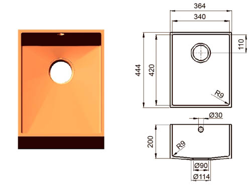 Малая прямоугольная галтельная мойка из искусственного камня GL 420 Малая прямоугольная галтельная мойка из искусственного камня GL 420