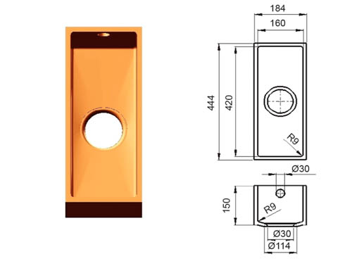 Большая дополнительная мойка (фруктовница) из искусственного камня GL 420 C-V Большая дополнительная мойка (фруктовница) из искусственного камня GL 420 C-V